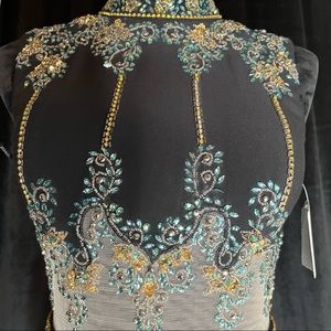 Beautiful long black beaded dress with Split